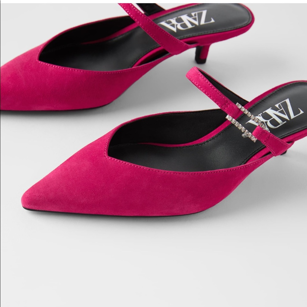 Zara suede mule with bejeweled buckle - Picture 2 of 7